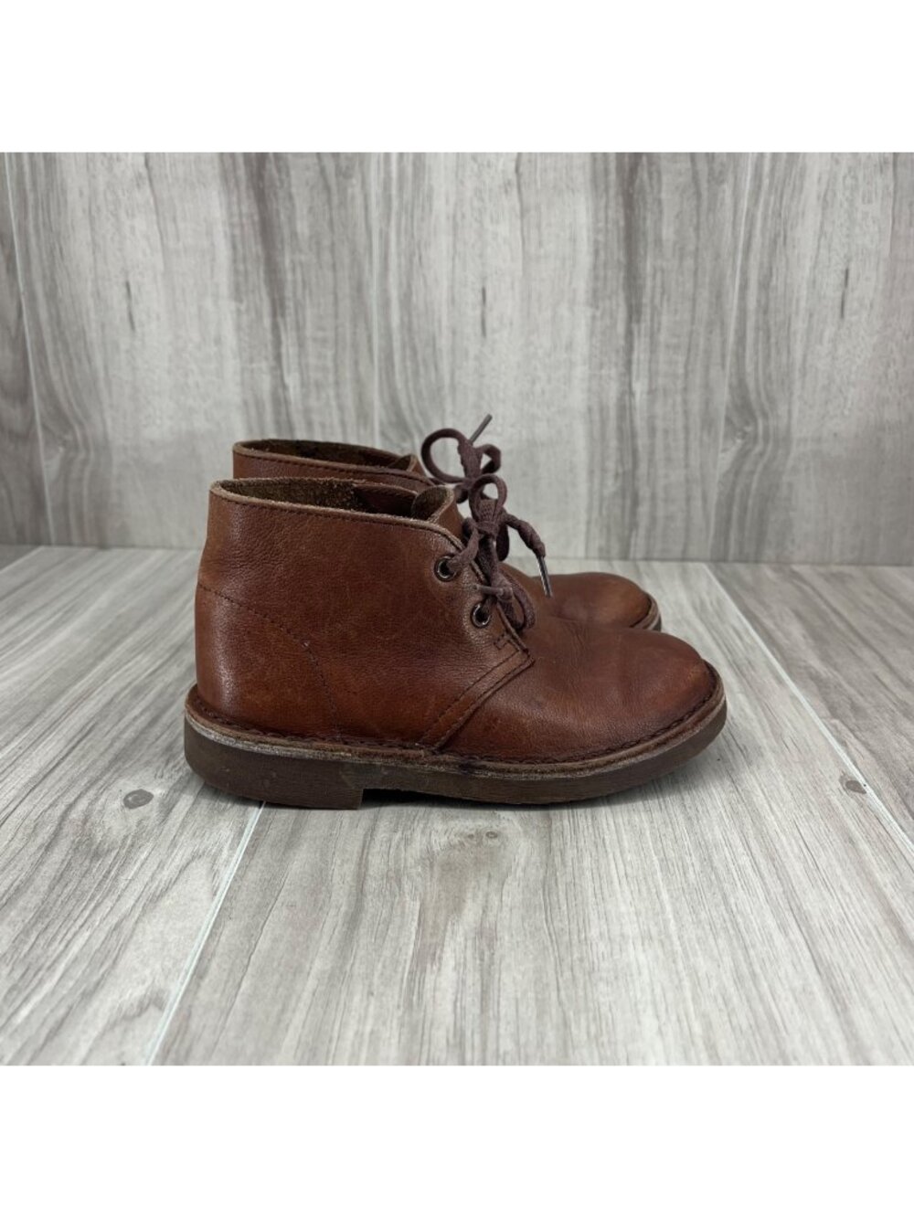 Clarks Original Boots Kids Size 9 M/W Brown Leather Lace Up Chukka Desert Boots
